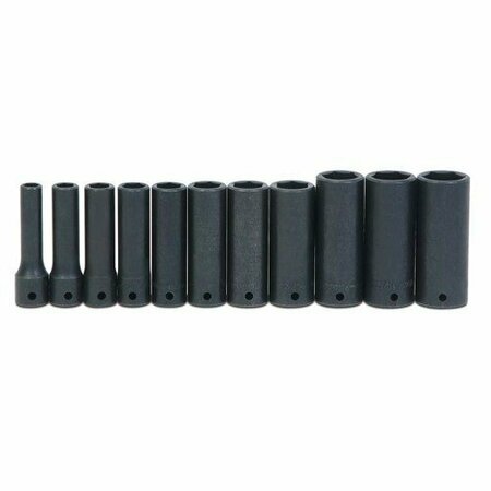 WILLIAMS Socket Set, 11 Pieces, 1/2 Inch Dr, Impact, 1/2 Inch Size JHWWS-14-11